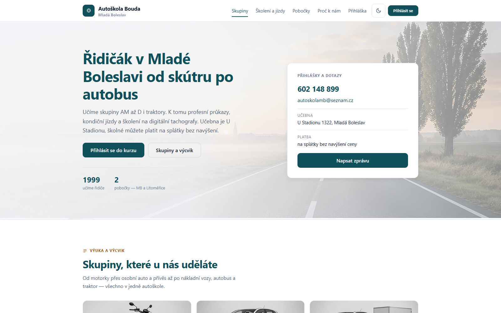 Autoškola Bouda — náhled webu