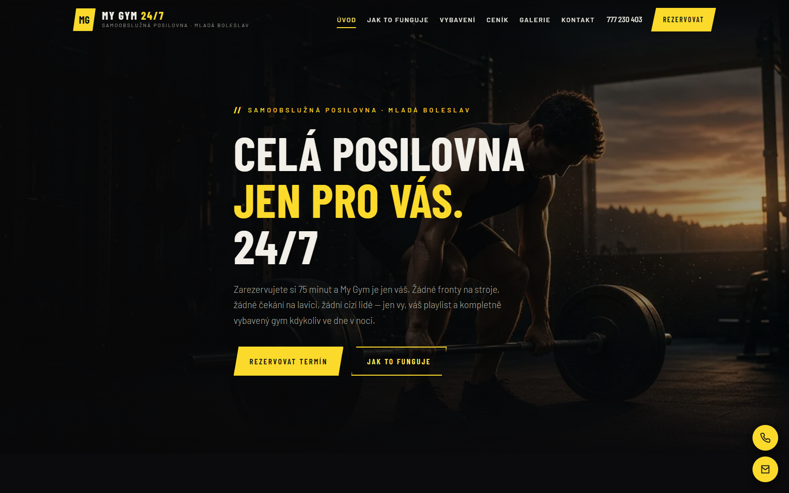 My Gym 24/7 — náhled webu