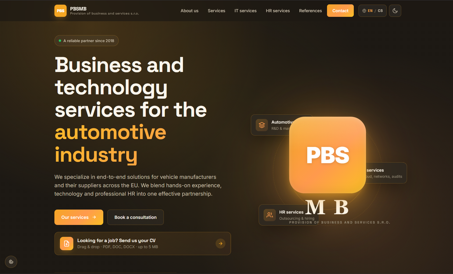 PBSMB — náhled webu