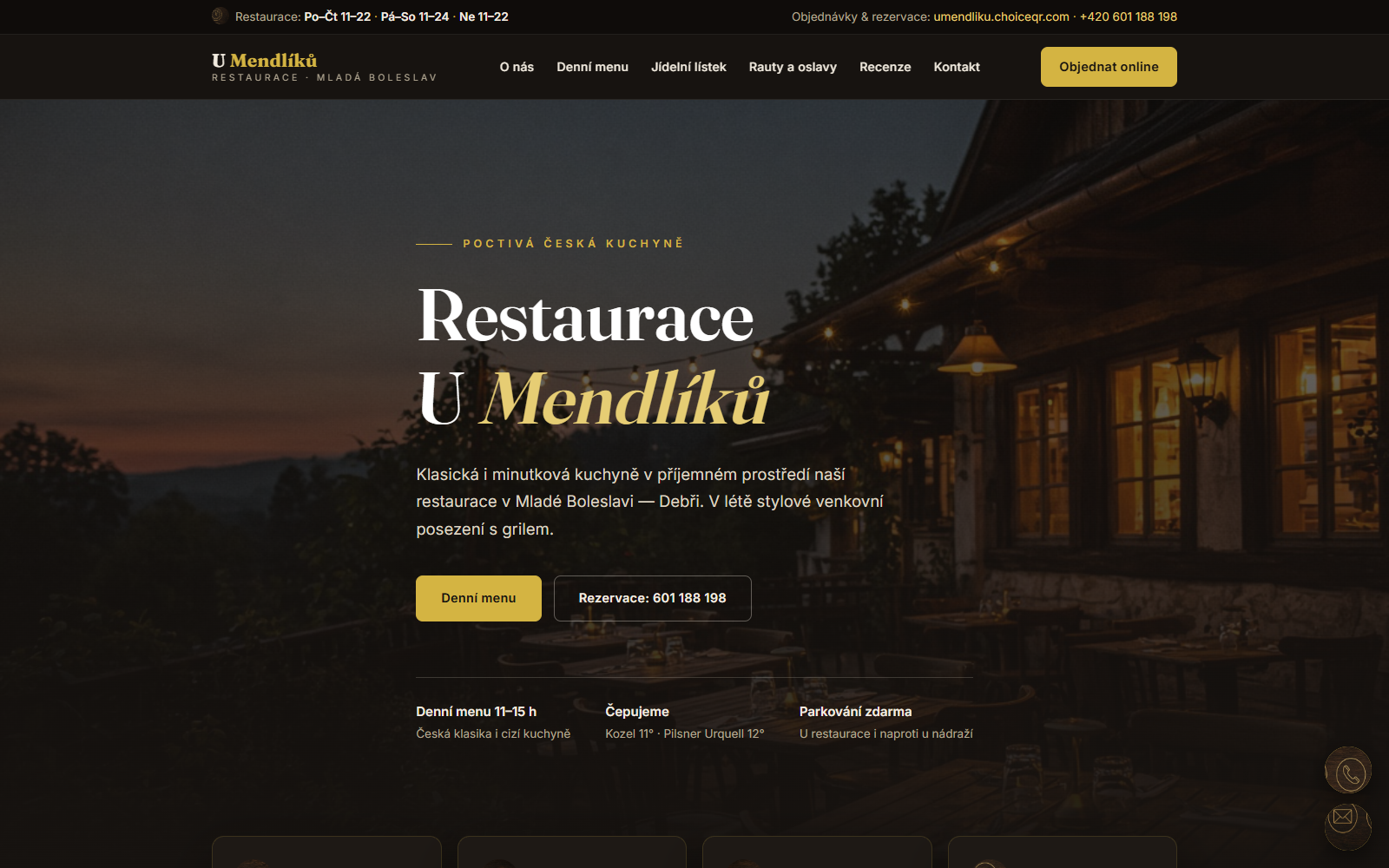 U Mendlíků — náhled webu